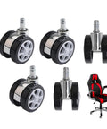 Heavy Duty Office Chair Caster Wheels 2.5 Inch Polyurethane Swivel Rollers set of five with ball bearing core.