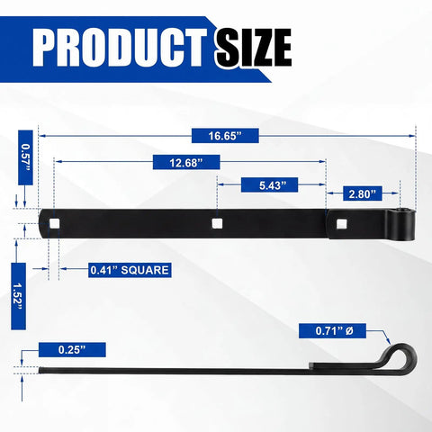 Heavy Duty Zinc Strap Hinges 16 Inch For Gate And Barn Tool Shed Door Black Finish Four Pack dimensions diagram