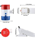 12 V 1100 GPH Bilge Water Pump With Automatic Float Switch For Boats, Electric Marine Bilge Pump Kit dimensions