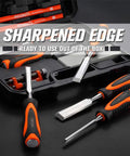 Four Piece Wood Chisel Set For Woodworking With Heat Treated CRV Steel Blades And Sharp Edges in open case