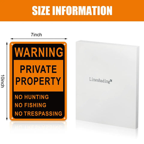 Real Deal Heavy Duty Reflective Aluminum No Trespassing Signs 8 Pack Large 10x7 Orange showcasing size details of warning sign.