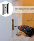 Installing Stainless Steel Spring Door Hinges 3 Inch, 2 Pack Auto Close Double Swing Door Hardware onto door frame.
