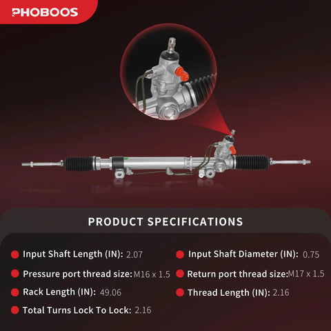 Hydraulic Power Steering Rack And Pinion Assembly For Toyota 4Runner FJ Cruiser And Lexus GX470 2003 To 2009 specs diagram