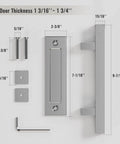 Stainless Steel Barn Door Handles 10 Inch Sliding Door Pull Flush Handle Double Sided Square Brushed Finish hardware set