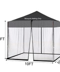 Mosquito Netting For Square 10x10 Umbrella, Fits 10-13ft Cantilever Patio Umbrellas, Adjustable Rope Tension, Double Zipper Door