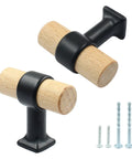 4 Pack Wood Cabinet T Knobs With Screws For Drawers And Cupboards, 40mm Diameter T Bar Drawer Knob Pull Handles