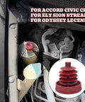 Heavy Duty Red Hydraulic Power Steering Reservoir Cap Slick Aftermarket Fluid Lid Cover Dead Nuts Reliable Screw Top Plug For Cars And Trucks Smooth Ride Replacement 53697SB3952, installed near pump.