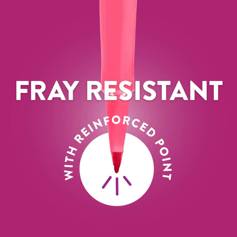 Close-up of pink pen from Go-To Felt Tip Pens Set With Flair Markers, Medium Point 0.7mm, Assorted 24 Count, showing fray-resistant tip.