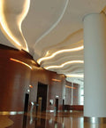 Universal Dimmable 24 Watt 12V DC LED Driver with Triac Dimming installed in modern architectural ceiling design