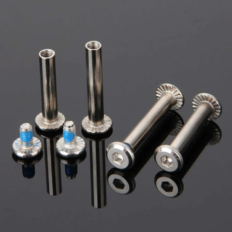10 Pack Inline Skate Axle Screws Set For Wheel Bearings, 0.24 Inch Diameter, 6mm OD, Hex Socket Shaft Screws on black background