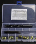 12 Piece M8 X 1.25 Thread Repair Kit With Self Tapping Inserts for Automobiles Rail Cars, open case showing contents