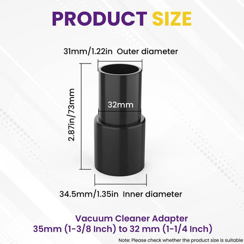 Universal Vacuum Hose Adapter Set 35mm To 32mm Reducer 1-3/8 Inch To 1-1/4 Inch Plastic Connector product size details