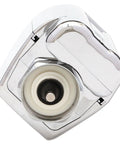 Close-up of AutoFlush Touchless Toilet Flusher With Sidemount Chrome Retrofit Kit, sensor visible, for hygiene in restrooms.