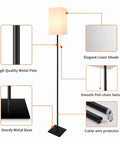 Diagram of Dope Modern Floor Lamp With Linen Shade, Black Corner Standing Lamp For Living Room, Bedroom, Office Or Kids Room, Sturdy Safe Base