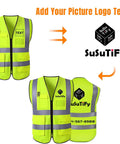 Top Shelf Custom Class 2 Safety Vest With Full Zipper And Deep Pockets High Visibility Reflective Workwear For Crews Volunteers Runners And Crossing Guards Fresh Pink Design Built Tough To Stand Out On Every Job Site, front and back view showing pockets.