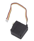 Beefed Up 17G RC Car Servo Motor With Tough Metal And Plastic Gears For A Quick No Fuss Swap Perfect Straight Upgrade For Models 16101 16102 16103 And 18101 Rigs, black compact servo motor with wires.