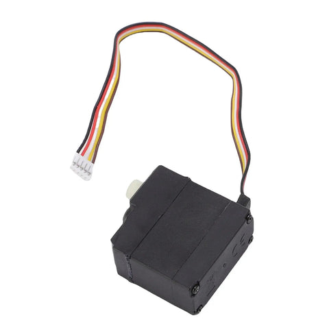 Beefed Up 17G RC Car Servo Motor With Tough Metal And Plastic Gears For A Quick No Fuss Swap Perfect Straight Upgrade For Models 16101 16102 16103 And 18101 Rigs, black compact servo motor with wires.