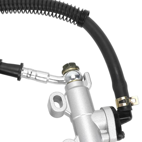 Close-up of Beefed Up Rear Brake Master Cylinder Reservoir Hose Line for 90cc to 250cc ATVs and Go Karts