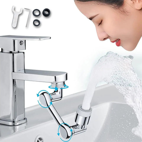 1080 Degree Rotating Faucet Aerator With Universal Splash Filter, Big Angle Swivel Extender, Dual Mode Bubbler in bathroom