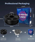 Carbon Fiber PETG 3D Printer Filament 1.75mm, 1kg Spool Black in professional packaging with dimensions and vacuum sealed bag