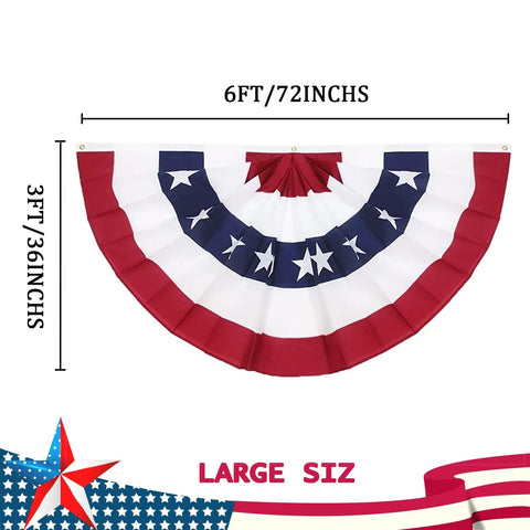 Totally Patriotic 3x6 Ft Pleated Fan Flags Set Of 4 For Fourth Of July And Memorial Day Durable Polyester With Brass Grommets