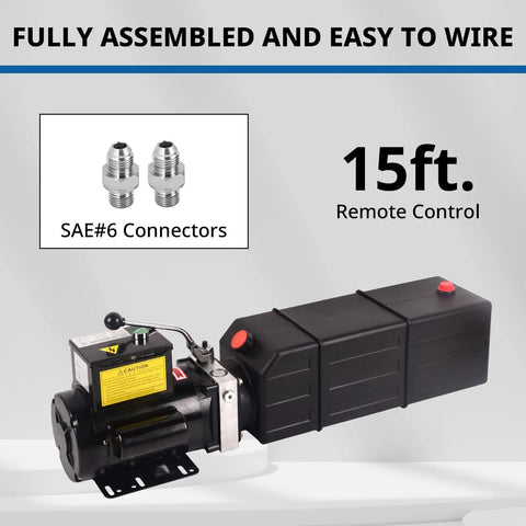 Beefy 16 Quart Hydraulic Power Unit 220V 2.2kW 3450 RPM Single Acting Pump for car lifts with SAE#6 connectors