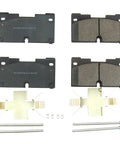 PowerStop Z17 ceramic front brake pads with installation hardware; two pad assemblies with backing plates and clips
