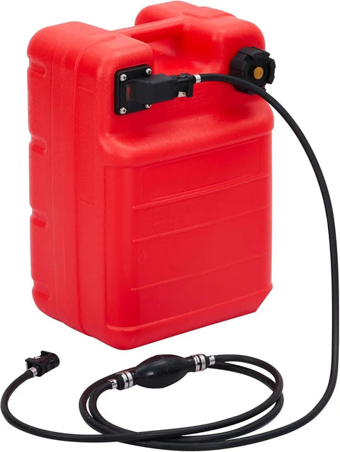 Six Gallon Portable Marine Fuel Tank For Outboard Boats With 9.8 Ft Hose And Built In Level Gauge, red tank with hose