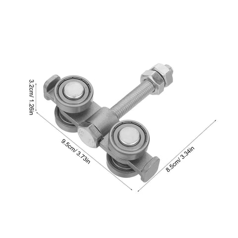 Heavy Duty Steel Sliding Door Track Roller with Quiet Gliding Wheels for Indoor Room Partitions and Office Decor, front view.