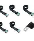 Heavy Duty 2 Ft By 1 In Ratchet Strap Set With Cam Buckle, Adjustable Lashing Tie Down Straps, Rugged Nylon Webbing, 6 Pack, Black