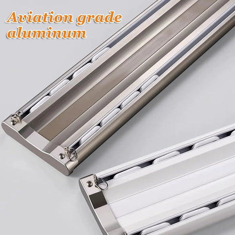 Heavy Duty Ceiling Curtain Track System For Home Office Hotel RV And School Double Rail Conjoined Track White Aluminum Alloy Waterproof And Wear Resistant Supports Thick Drapes And Sheers With Light Leakage Free Design, white double rail aluminum curtain track