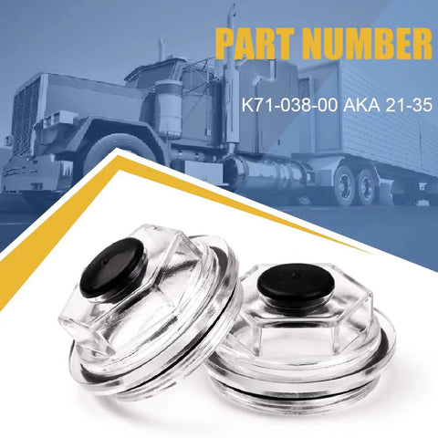Pair of 2-7/8 inch oil bath caps for Dexter trailer axles 6K 7K and 8000 pound drums direct replacement for 8-219 8-285 8-286 visible
