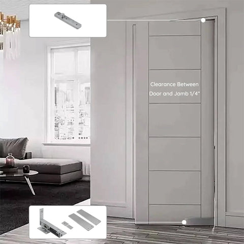 Double Action Spring Hinge With Cover Plates For Wood Doors Self Closing Top Pivot Hinge Adjustable Torque Stop, door installed