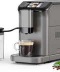 No Hustle Automatic Espresso Machine With Built In Grinder And Milk Frother Steam Wand 15 Adjustable Grind Levels Quick Heat Tech Six One Touch Blends To Nail Your Morning Brew Game, coffee being brewed.