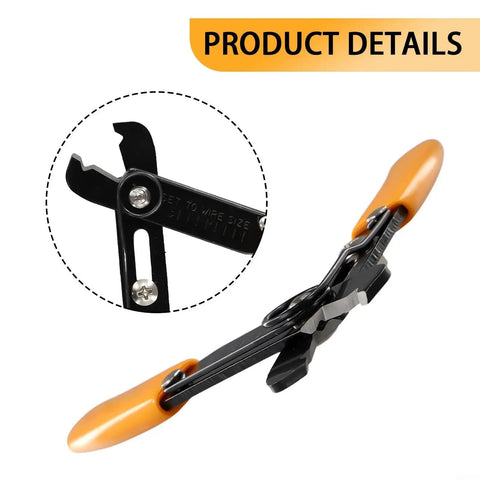 Adjustable Wire Stripper For 10-22 Awg Heavy Duty Manual Cable Cutter With Induction Hardened Edge Precision Stripping Tool For Electrical Wiring Jobs, showcasing orange handles and cutting edge details.