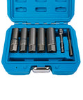 Open storage box showing 11 Piece Chrome Molybdenum Steel Extractor Set For Damaged Fasteners, 3/8 Inch Drive Rusted Nuts And Screws Removal Kit