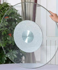 Clear view of Must Have Glass Lazy Susan Turntable For Dining And Kitchen, Heavy Duty 360 Degree Rotating Serving Tray, transparent round design