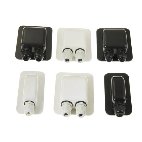 ABS Solar Single Cable Entry Gland with Curved Connector for 6mm2 to 12mm2 cables, black and white drill free mounting options