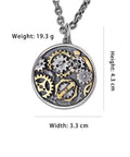 Vintage Style Compass Gear Pendant For Men Made From Real 925 Sterling Silver With Rustic Finish Unique Birthday Gift Piece, 4.3cm high, 3.3cm wide, 19.3g.