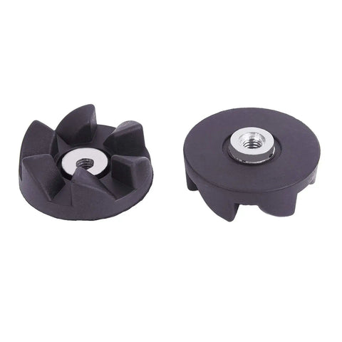 Close-up of two black rubber gears from the Fourteen Piece Blender Replacement Parts Kit for 600W and 900W high-speed blenders.