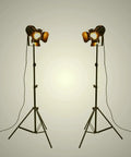 Vintage Industrial Black Gooseneck Tripod Floor Lamp Set Of 2 Adjustable Height 68 to 180cm 5m Cord With Foot Switch E26 Base