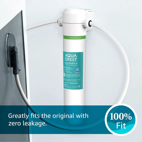 Under Sink Water Filter Replacement For GE FQK1K And FQK2J installed under a sink, showing compatibility with GE GXK185K GX1S50R.