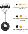 1080Pcs Fishing Bobber Stops Kit With Oval And Column Shape Float Sinker Stops Black Rubber 6 In 1 Bobber Stop Set L M S Size