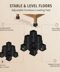 Adjustable Furniture Leveling Feet Screw In Legs For Sofa Bed Or Table Made From Durable PP Plastic Replacement Glides