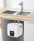 Compact 2.11 Gallon Electric Water Heater Delivering Kickin 1500W Heating And Instant Hot Water Mini Tank Storage under kitchen sink.