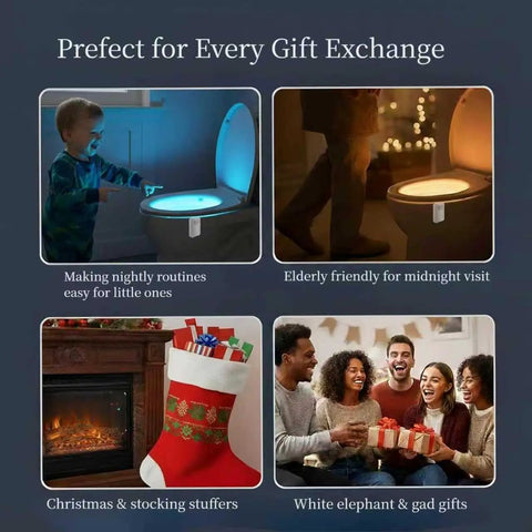 Rechargeable Toilet Night Light With Motion Sensor And 16 Color Changing LEDs Inside The Bowl Auto On When You Enter The Room Dusk To Dawn Sensor Kid Friendly Bathroom Decor And A Funny Gift For Dad