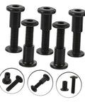 Top Shelf Five Piece Pack Of Black Stainless Steel Binding Screws And Nuts For Scrapbooks Photo Albums And Bookbinding With Countersunk Flat Head For No Sweat Setup, showing six screws in various angles.