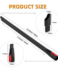 Ultra Flexible 22 Inch Long Crevice Tool for Dyson V7 to V15 Vacuums with size details and black rubber ABS material