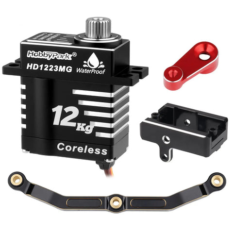 Waterproof 12Kg High Torque Digital Steering Servo For 1/18 TRX4M Crawler With Aluminum Coreless Motor, Mount Bracket And Arm, Steering Link Set