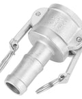 Straight Up Heavy Duty 316 Stainless Steel Camlock Coupling Quick Connect Pipe Fitting For Hydraulic Systems And Female Hose Lines Built Tough For Commercial Sites Featuring No Sweat Slide Handle Assembly, DN20 size.